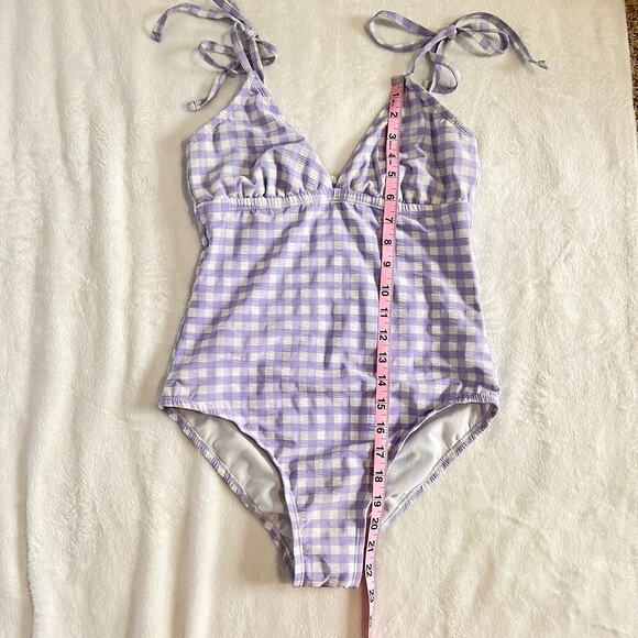 Kona Sol Purple Plaid One-Piece Bathing Suit Small - Picture 9 of 10